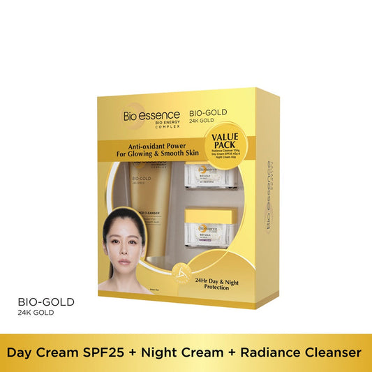BIO-ESSENCE 24K Bio Gold Cleanser + Day Cream + Night Cream Moonspells Beauty