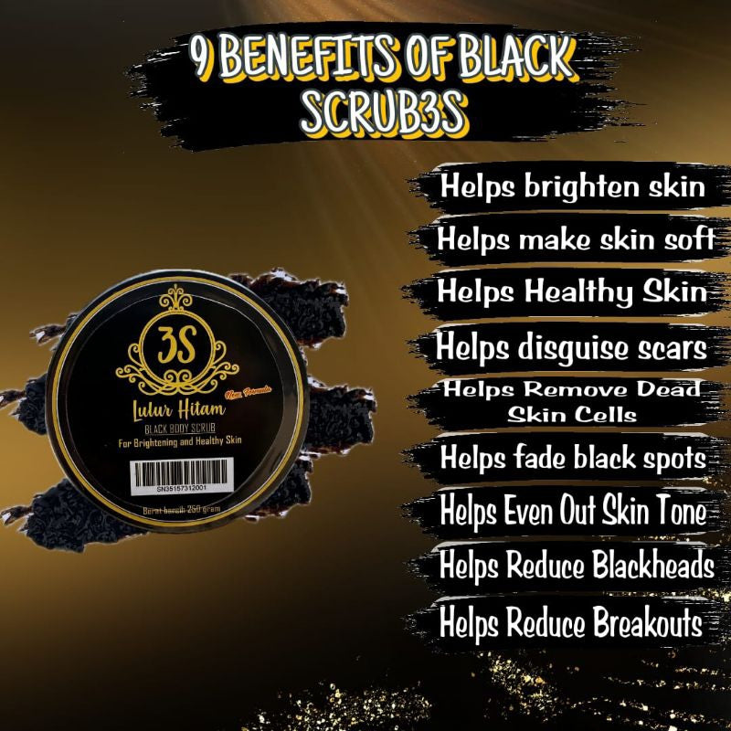 3S Black Body Scrub (Lulur Hitam 3S) Original Moonspells Beauty