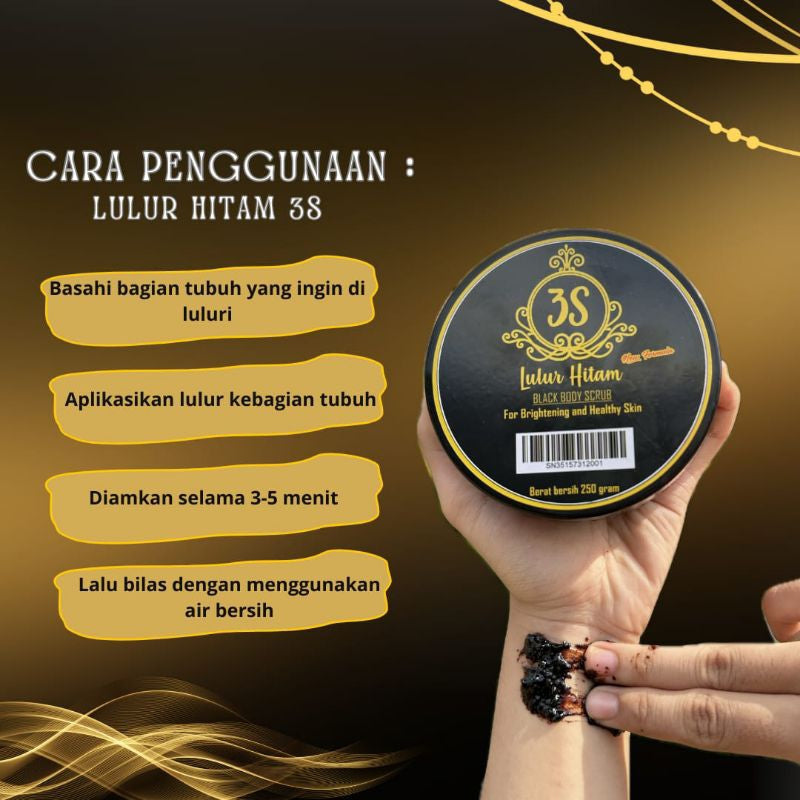 3S Black Body Scrub (Lulur Hitam 3S) Original Moonspells Beauty