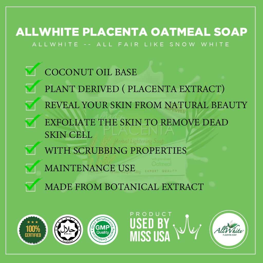 AllWhite PLANT Placenta Oatmeal Soap Moonspells Beauty