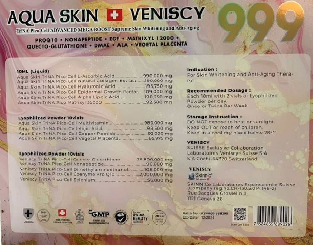 Aqua Skin Veniscy® 999 Advanced Glutathione