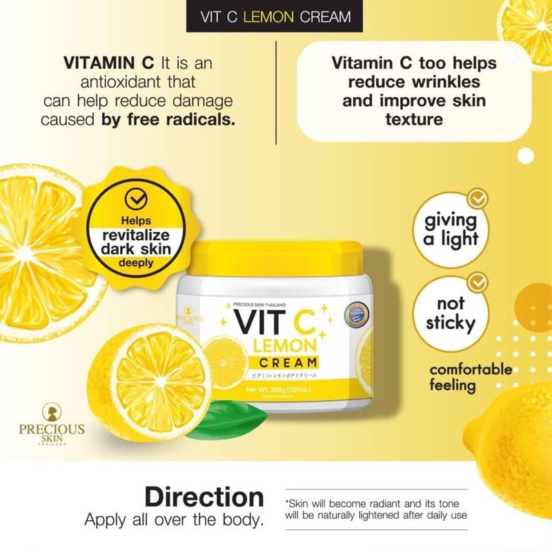 Precious Skin Thailand Vitamin C Lemon Body Cream 200g