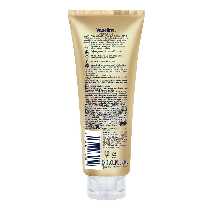 Vaseline Gluta-Hya Serum Burst Lotion Flawless Bright - Moonspells Beauty